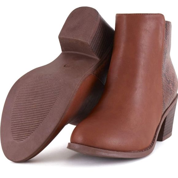 Women’s Chunky Block Heels Booties with Side Zippe - Picture 2 of 6